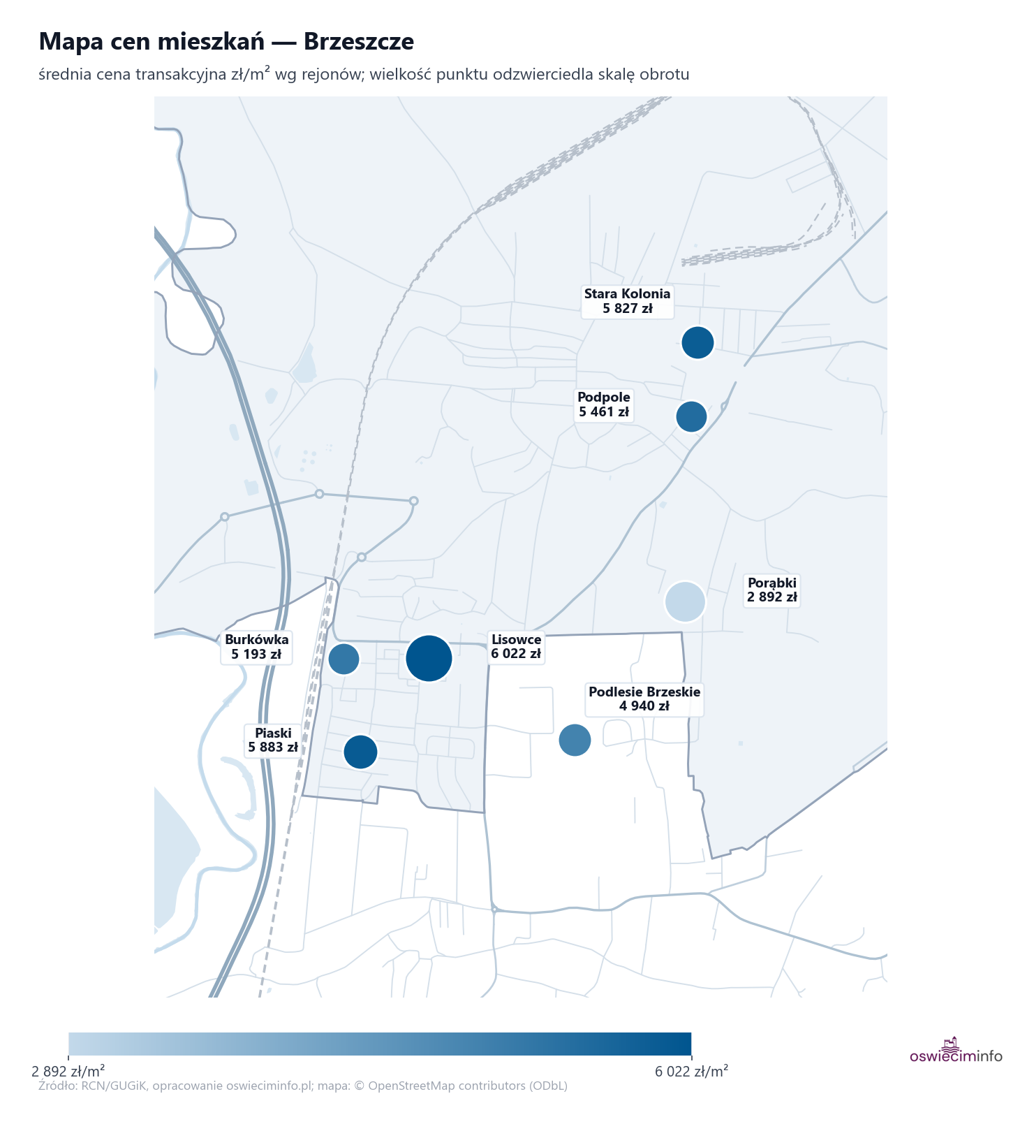 Mapa cen mieszkań - Brzeszcze