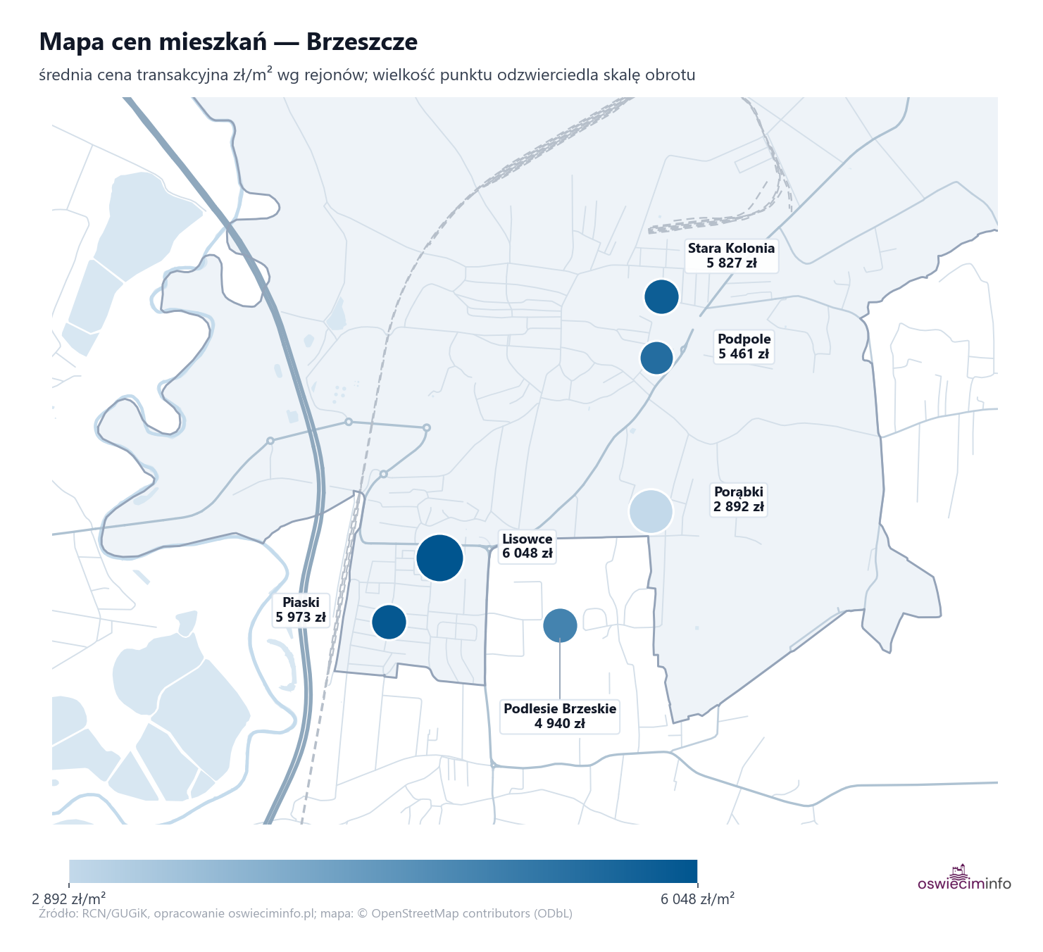 Mapa cen mieszkań - Brzeszcze