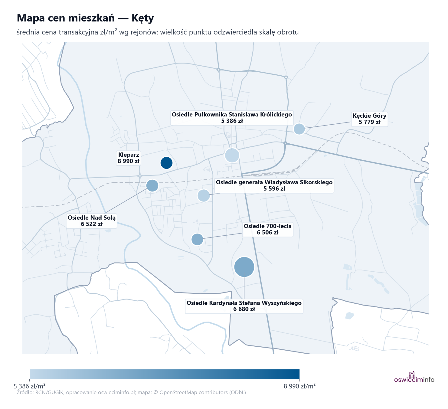 Mapa cen mieszkań - Kęty