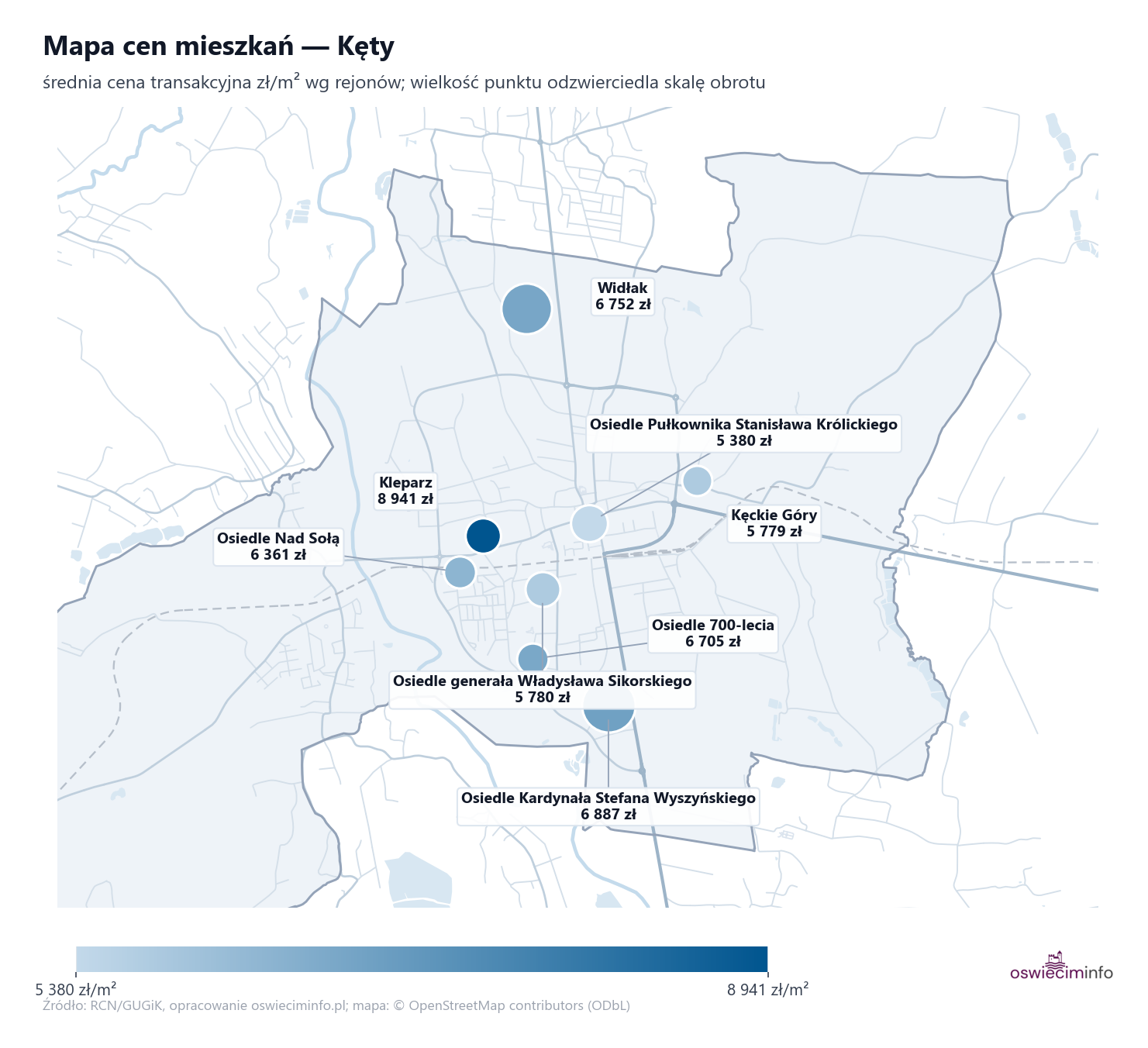 Mapa cen mieszkań - Kęty