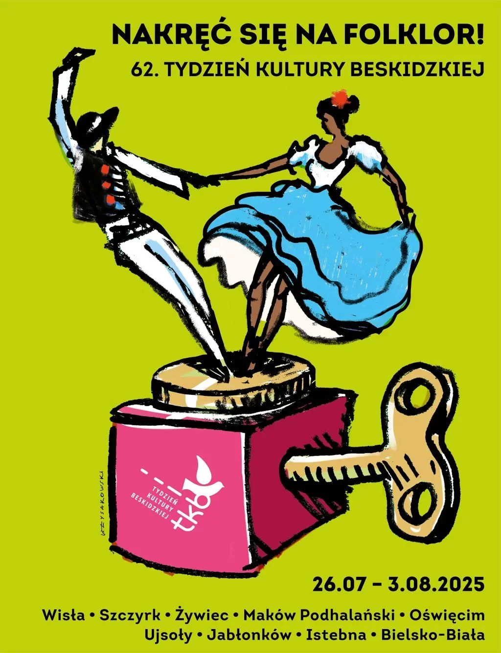 Grafika promocyjna wydarzenia Festiwal folkloru na estradzie w Oświęcimiu – 62. Tydzień Kultury Beskidzkiej