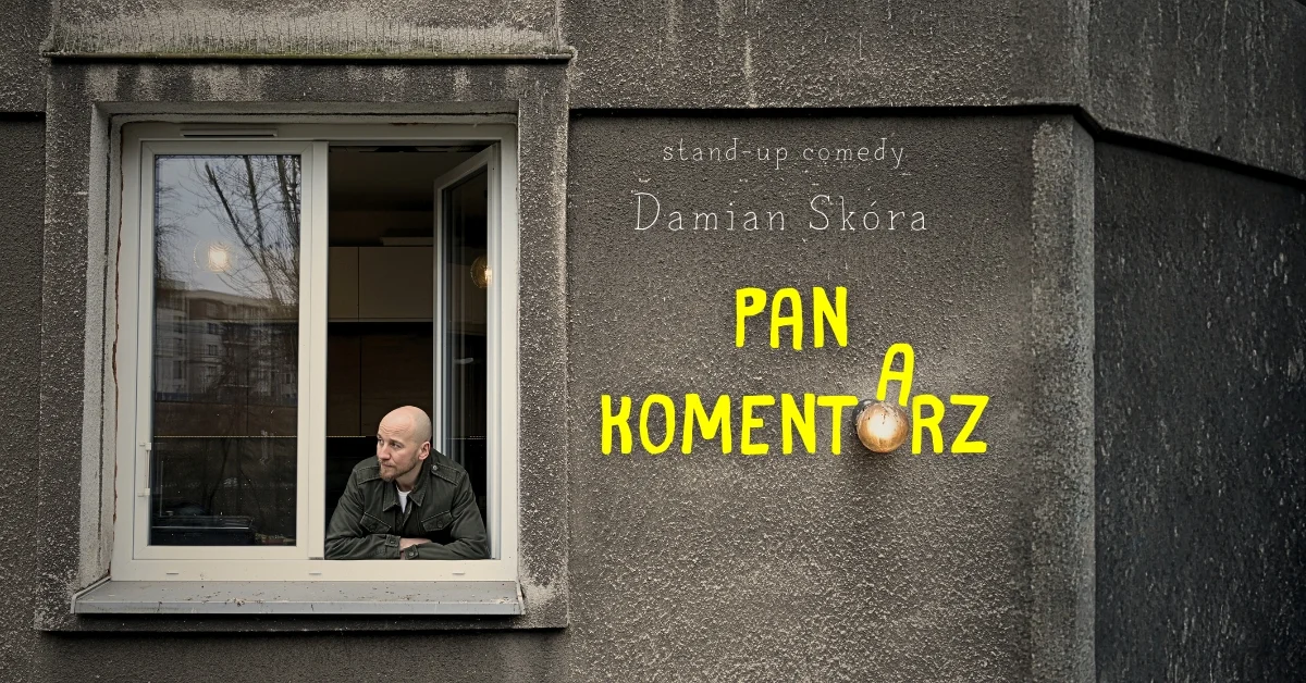 Grafika promocyjna wydarzenia Damian Skóra: stand-up i Polska Komentująca na żywo