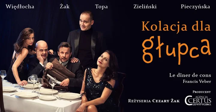 Grafika promocyjna wydarzenia Oświęcim: Kolacja dla głupca — komedia w reżyserii Cezarego Żaka