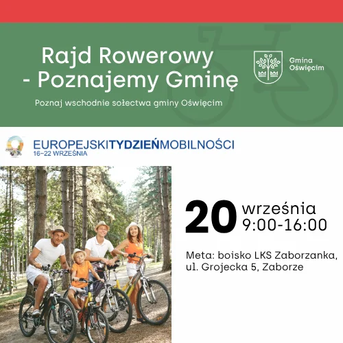 Grafika promocyjna wydarzenia Rajd Rowerowy - Poznajemy Gminę