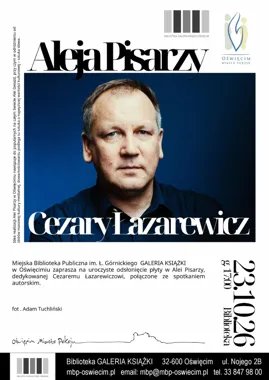 Grafika promocyjna wydarzenia Aleja Pisarzy – Cezary Łazarewicz odsłoni płytę