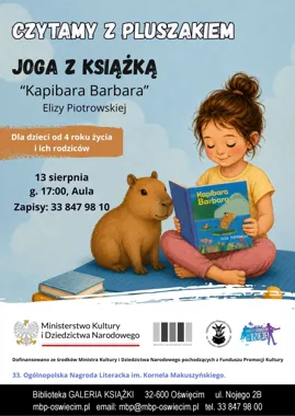 Grafika promocyjna wydarzenia Czytamy z pluszakiem – zajęcia jogi dla rodziców z dziećmi