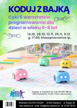 Grafika promocyjna wydarzenia Koduj z bajką – warsztaty programowania