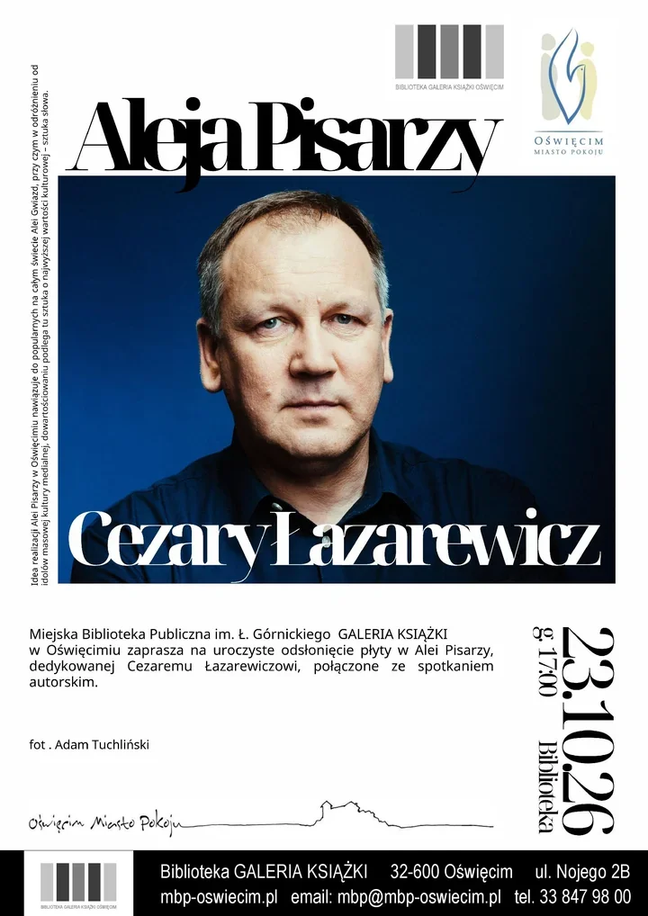 Cezary Łazarewicz dołącza do Alei Pisarzy w Oświęcimiu