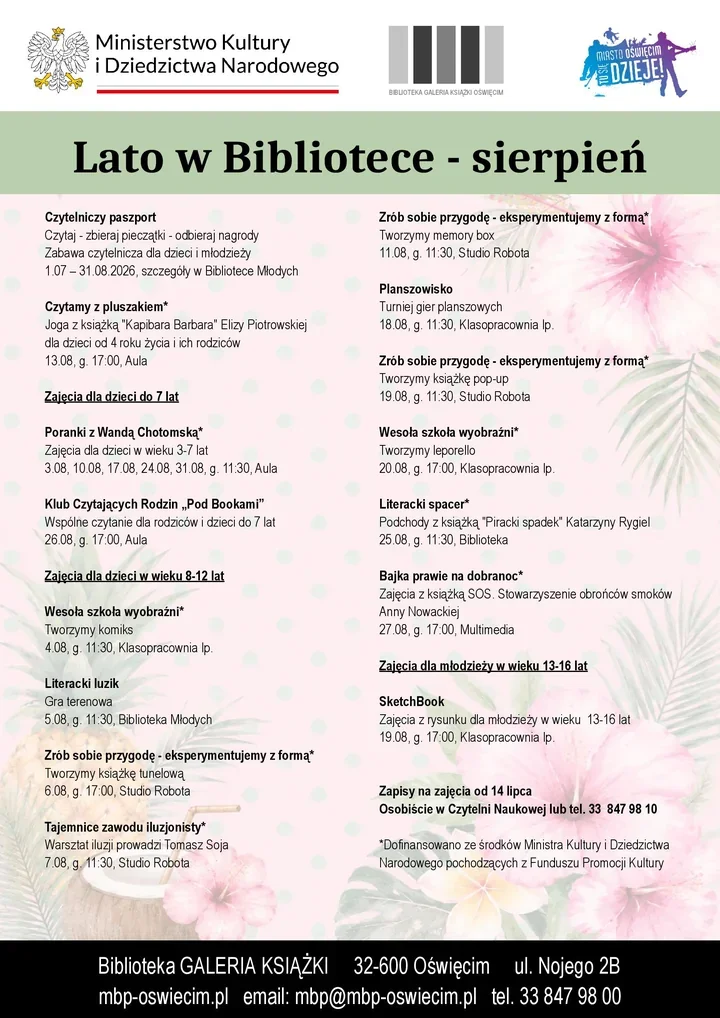 Sierpniowa biblioteka rusza pełną parą - od jogi po iluzję