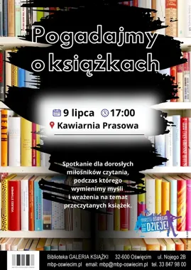 Letnia rozmowa o książkach w Oświęcimiu - przy kawie i bez pośpiechu