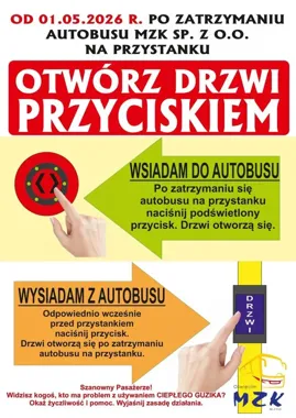 W autobusach MZK pasażer otworzy drzwi sam. To koniec czekania przy przystanku