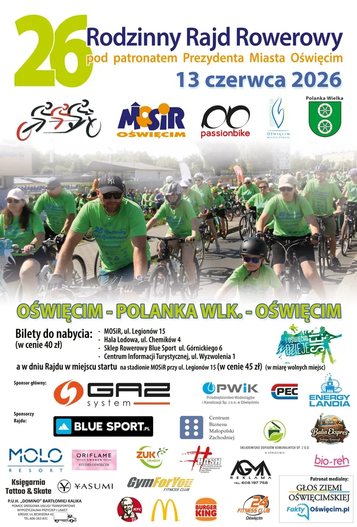 Oświęcim szykuje rodzinny peleton - rusza XXVI Rajd Rowerowy